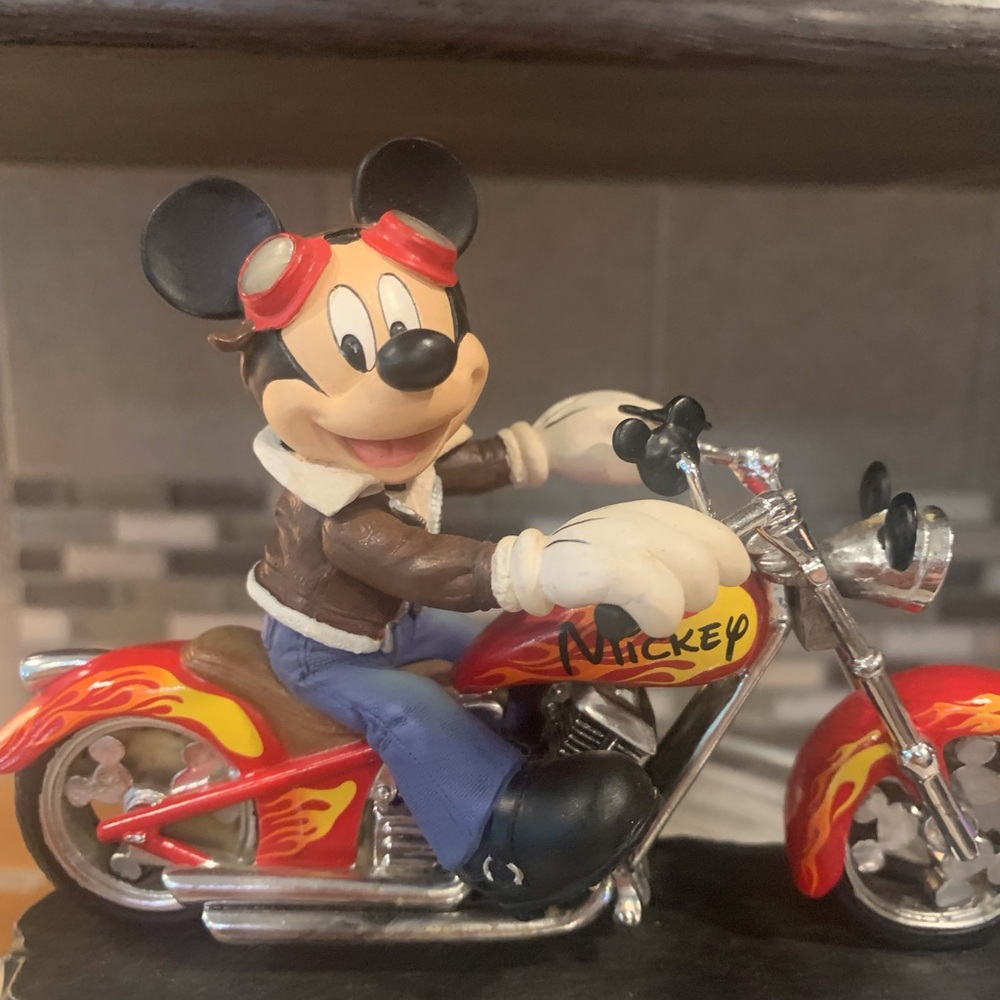Disney Mickey Mouse Motorcycle Figurine - Red and Black